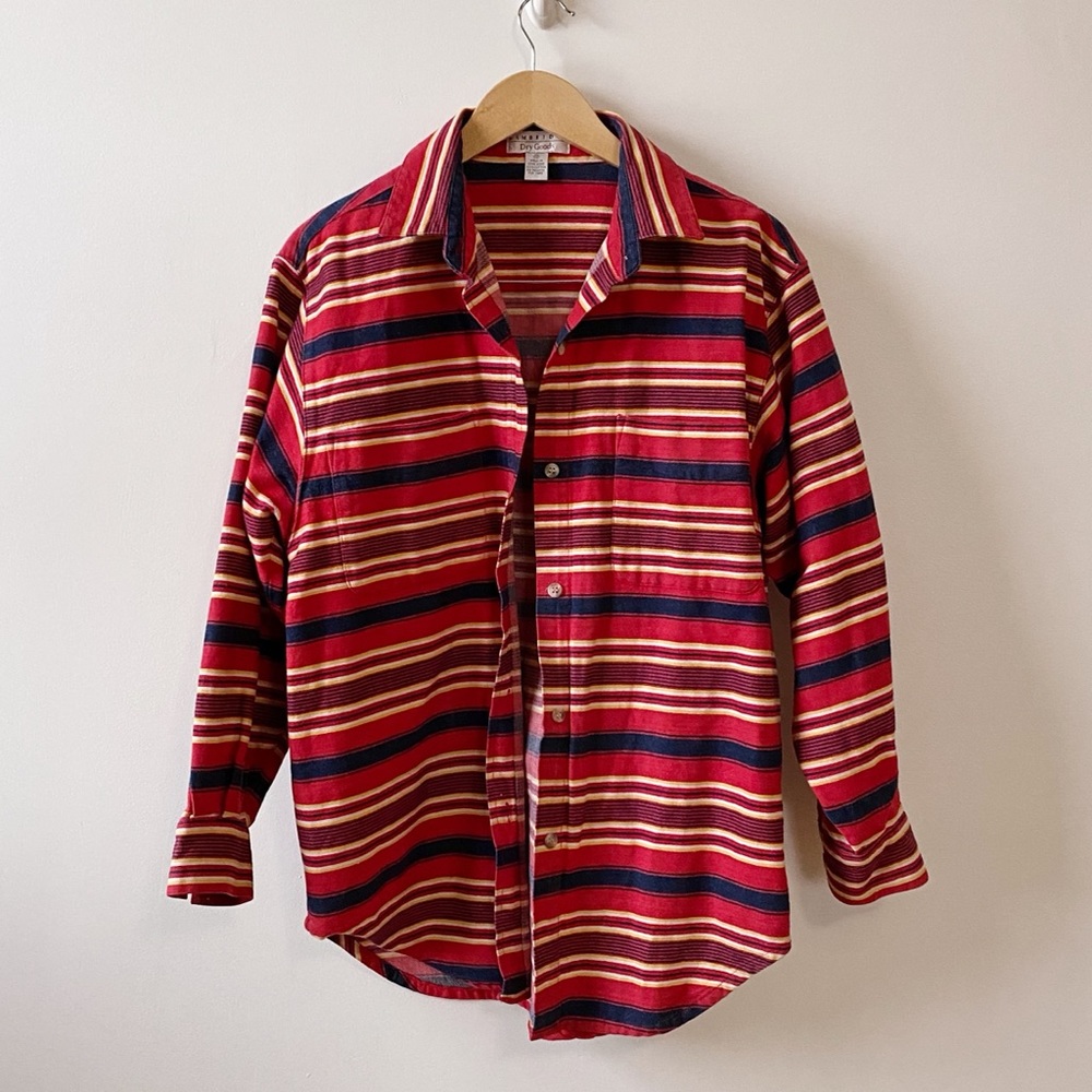 Vintage 90s Long Sleeve Striped Button Down Shirt Jacket Size Medium/Large